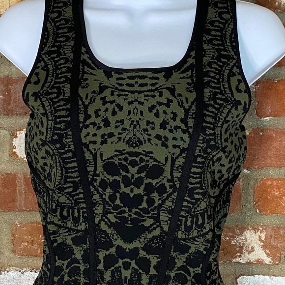 Diane Von Furstenberg Leopard Print Green Black Sheath Dress Size small New - Picture 4 of 7